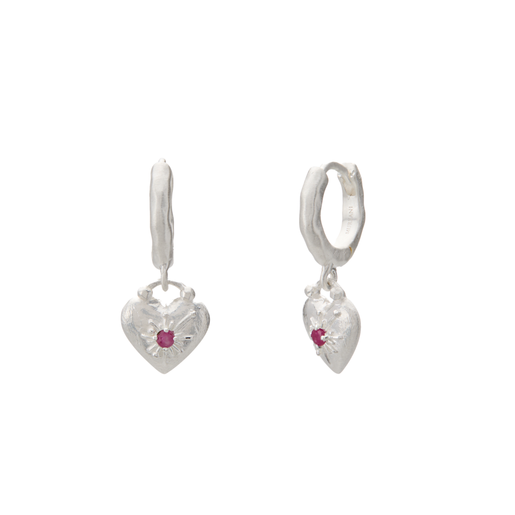 Love You Small Heart Huggie Earrings in Sterling Silver
