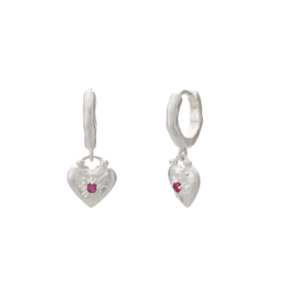 Love You Small Heart Huggie Earrings in Sterling Silver