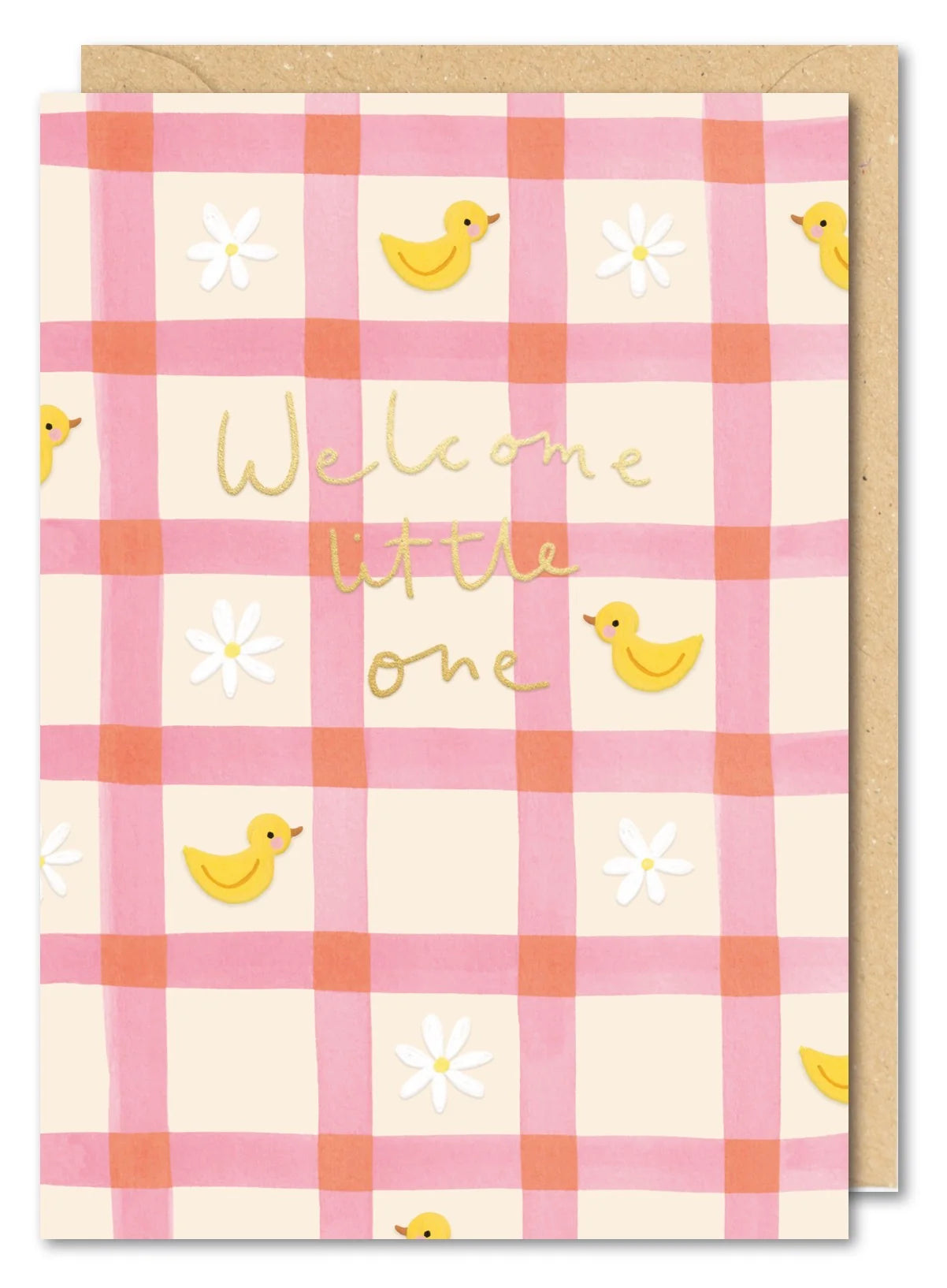 Welcome Little One Pink Duck Card