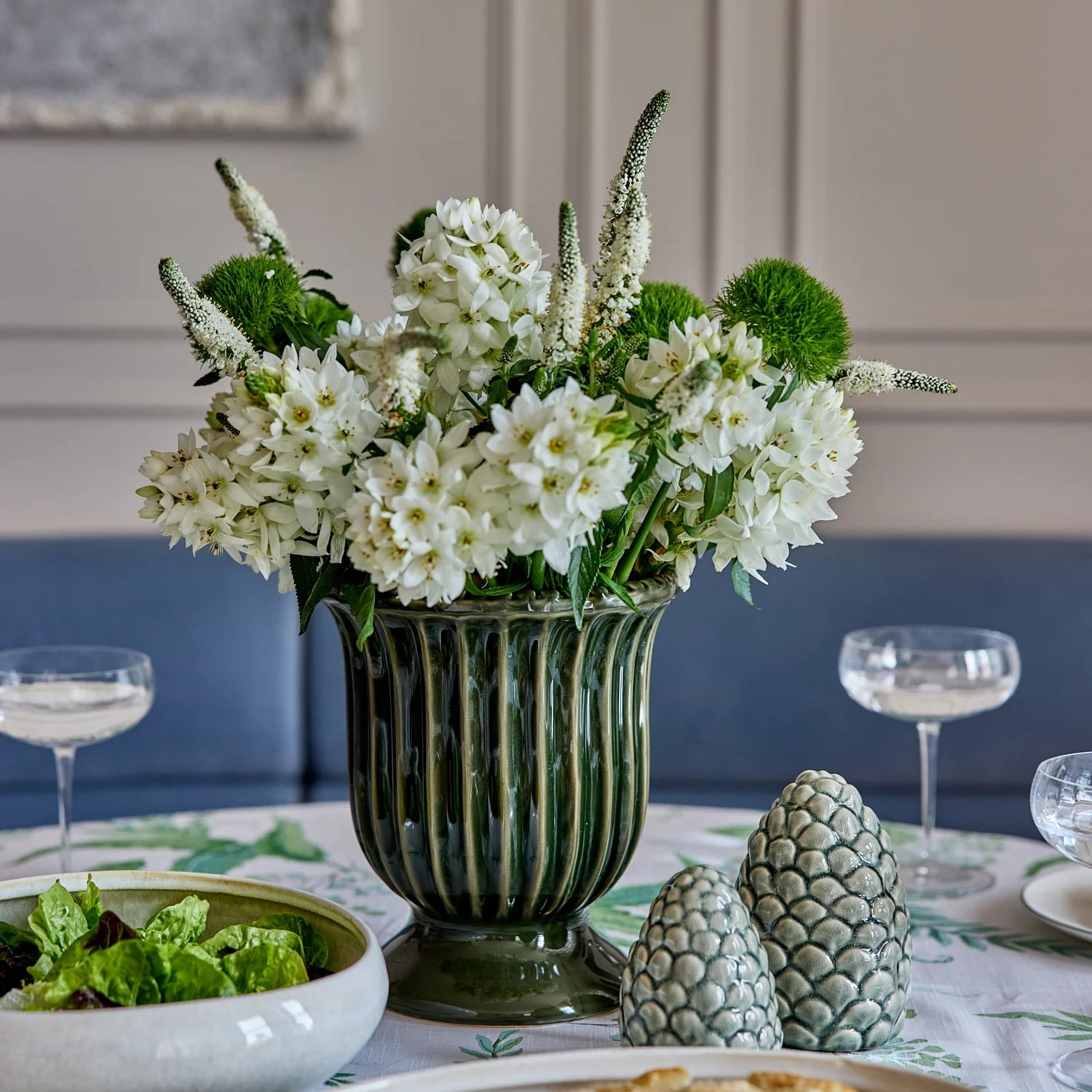 Cassie Dark Green Pedestal Vase - Roma Gift & Gourmet