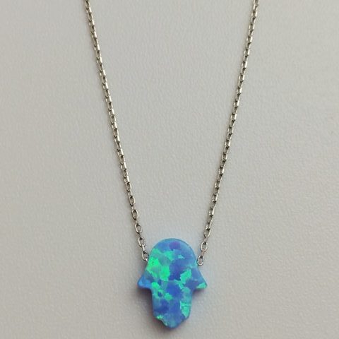 Necklace Hand Synthetic Blue Opalite Necklace - Roma Gift & Gourmet