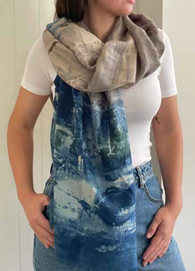 Rumours Scarf - Winter Blue, Oyster & Linen - Roma Gift & Gourmet