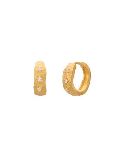 Cosmic Love Huggie with White Topaz in 18KT Yellow Gold Plate