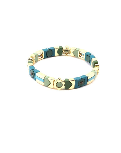 Teal Flower Candy Tile Bracelet - Roma Gift & Gourmet