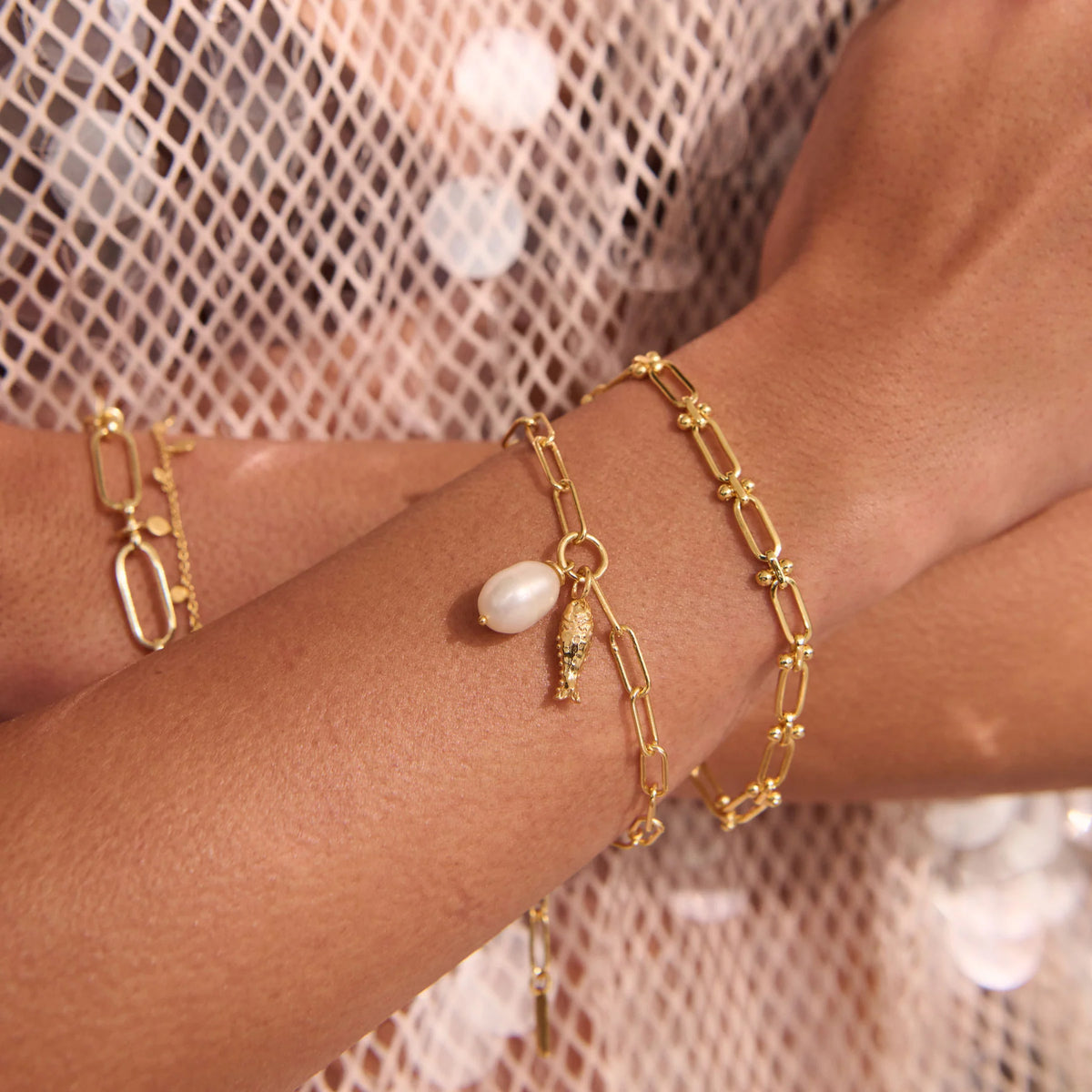 Of the Sea Fish and Pearl Bracelet