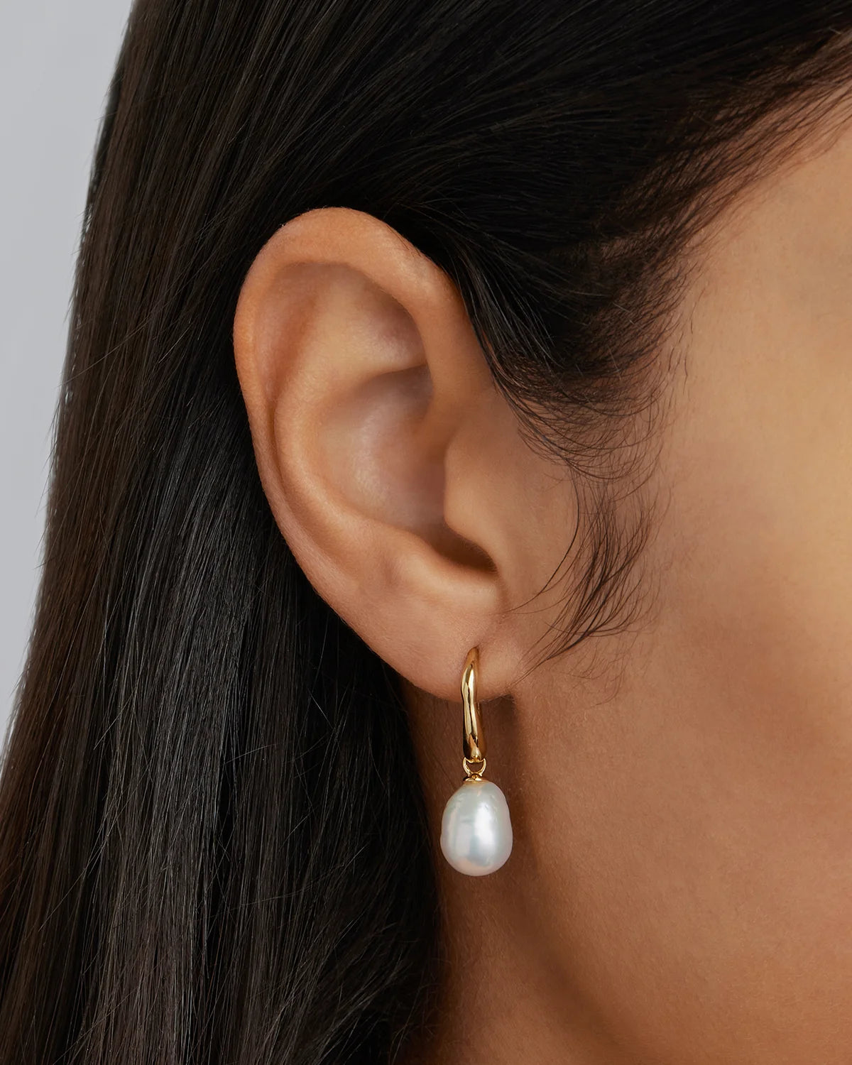 Harmony Pearl Hook Earrings Gold