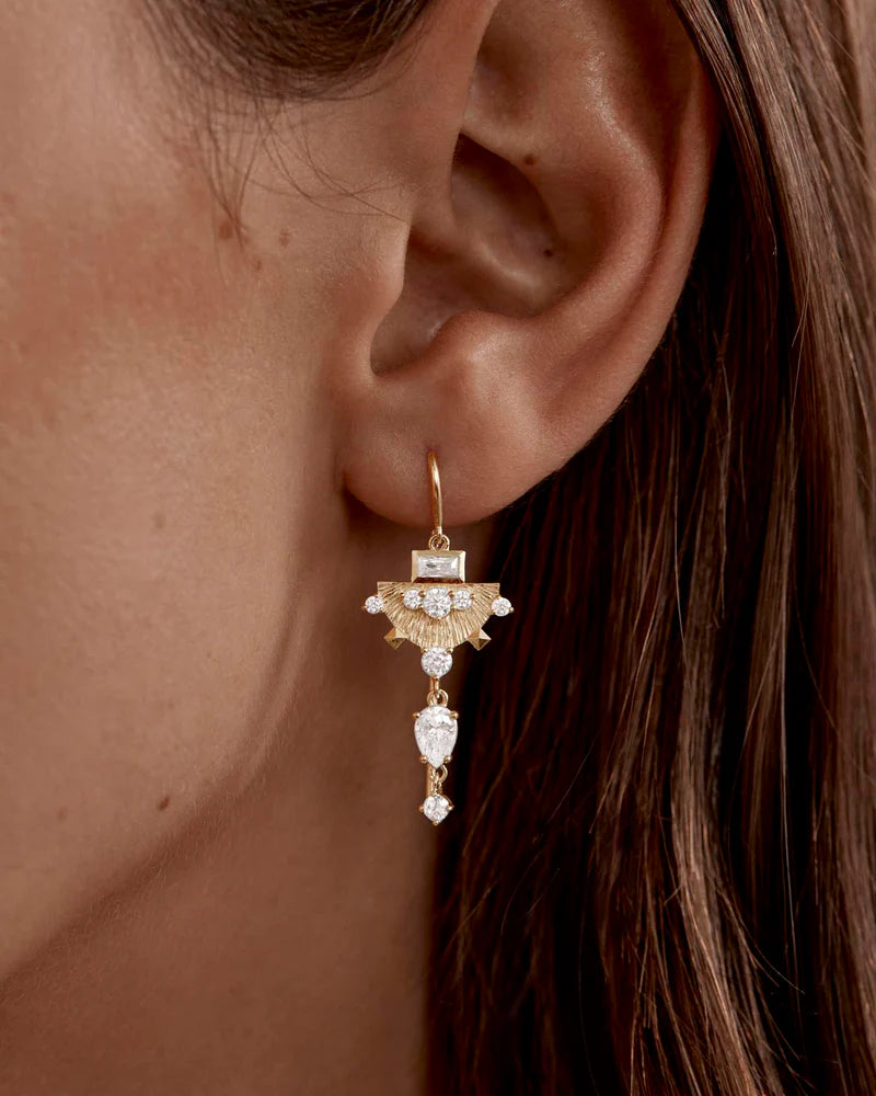 Lotus Rain Thread Earrings - Gold