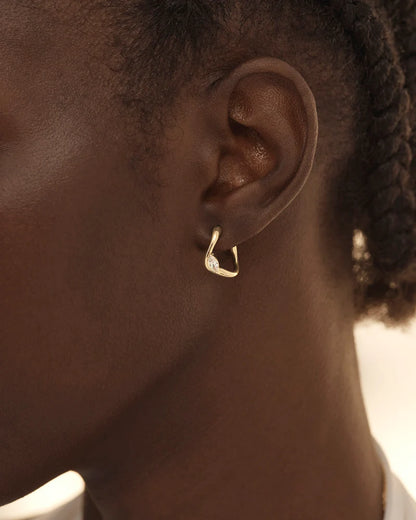 Crystal Wings Hoops - Gold