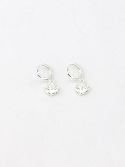 Silver Drop Shell Huggie - Roma Gift & Gourmet