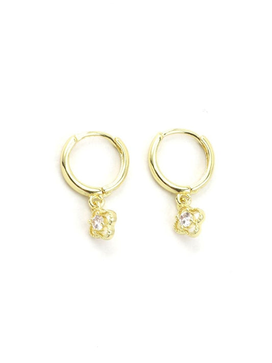 Gold Crystal Clover Huggie - Roma Gift & Gourmet