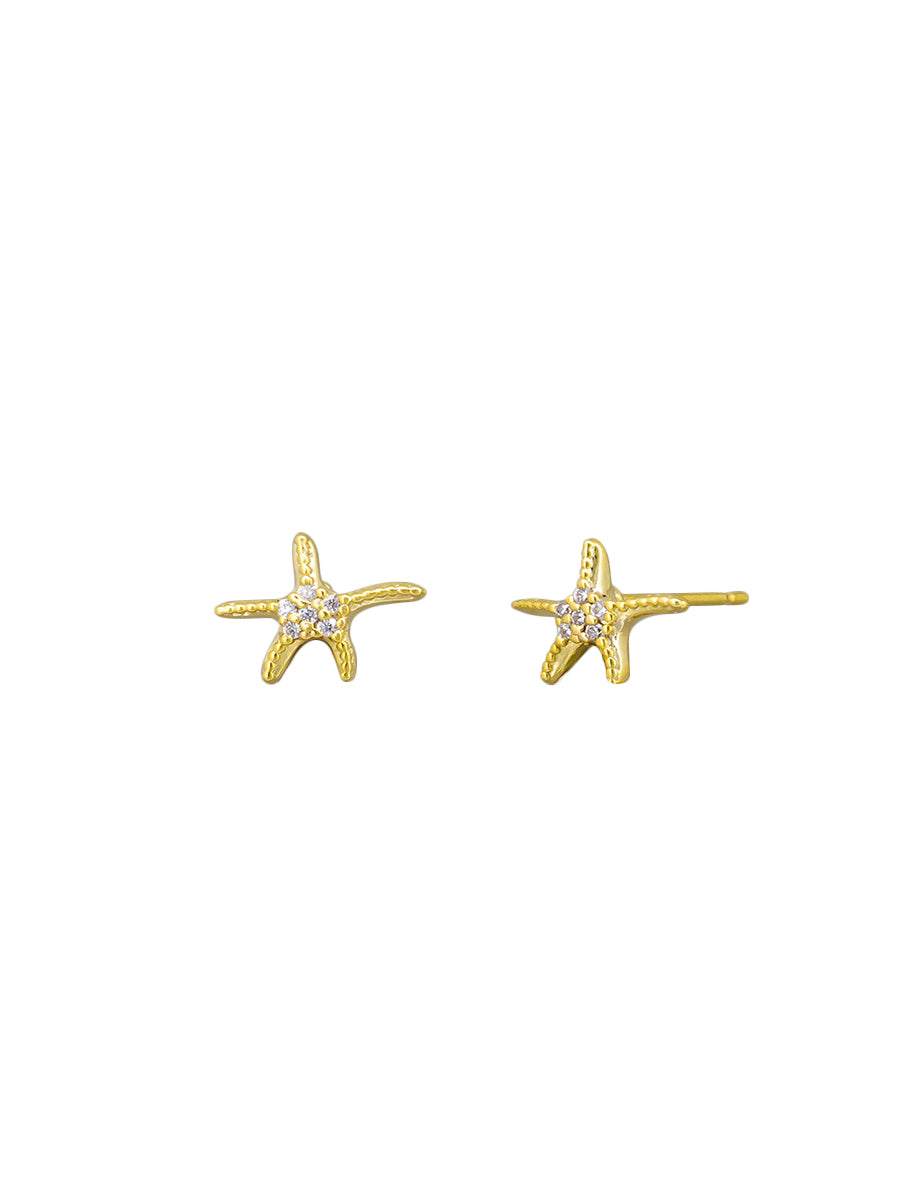 Gold Crystal Starfish Earring