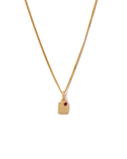 ENGRAVABLE GARNET BIRTHSTONE NECKLACE (18K GOLD VERMEIL) - Roma Gift & Gourmet