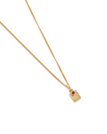 ENGRAVABLE GARNET BIRTHSTONE NECKLACE (18K GOLD VERMEIL) - Roma Gift & Gourmet
