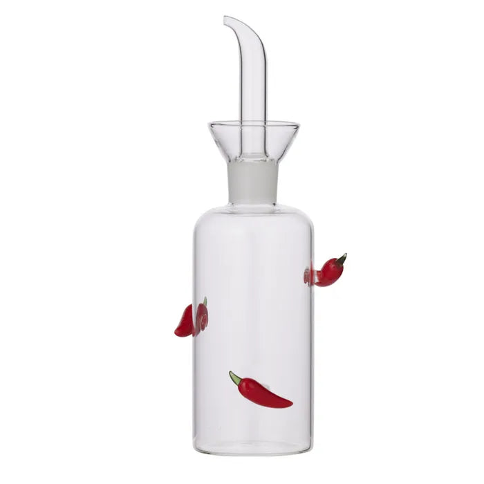 Gino Glass Oil Bottle 8x16cm Red Chilli