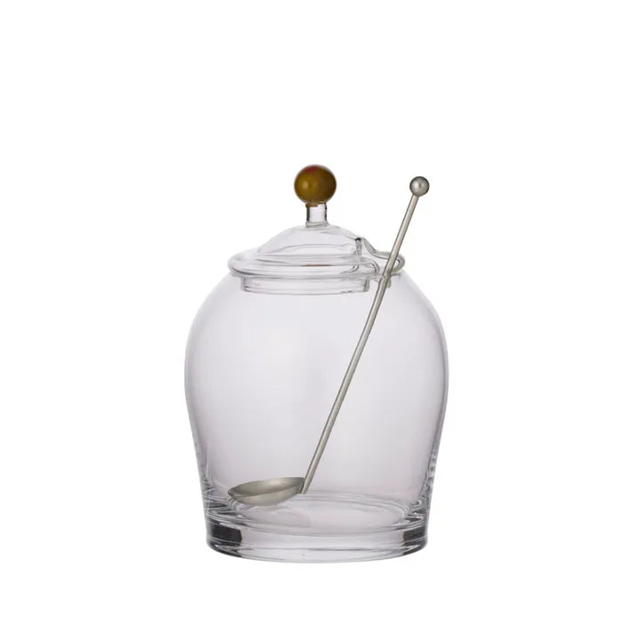 Emelia Glass Olive Jar w Spoon 10x16cm