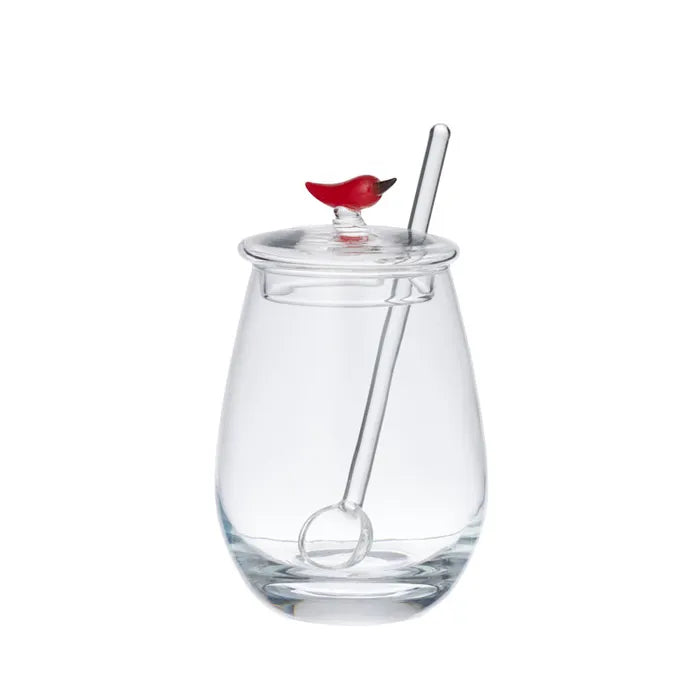 Chilli Sauce Glass Jar w Spoon 6.5x10cm