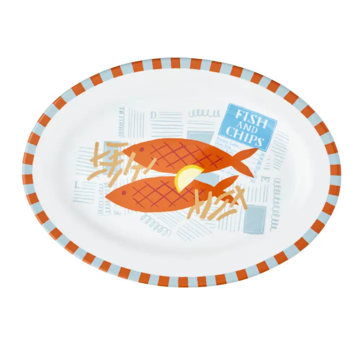 Fish & Chips Ceramic Oval Platter 45.5x33cm - Roma Gift & Gourmet