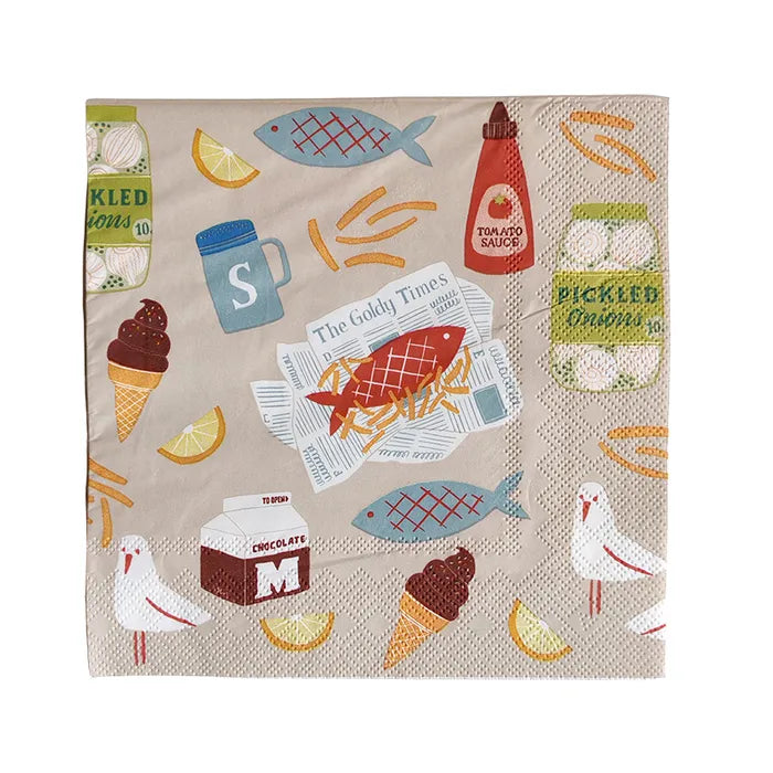 Fish & Chips 20pk 3 Ply 33cm Napkins