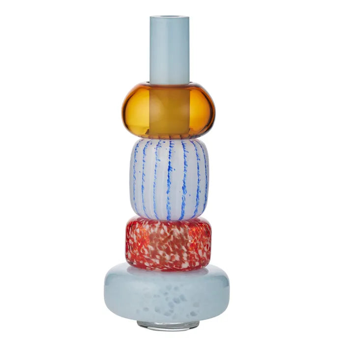 Veneto Glass Vase Sky Blue and Rust