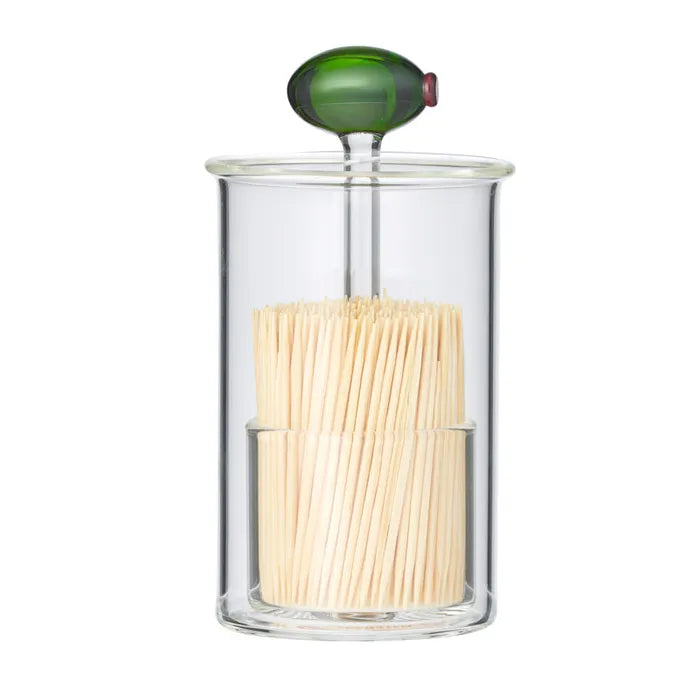 Olive Glass Toothpick Holder