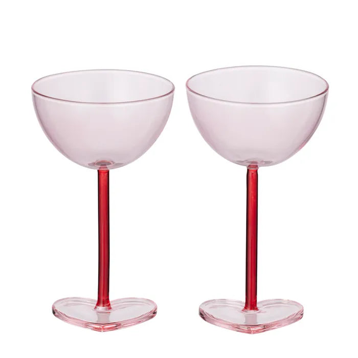 Lula S/2 Glass Coupe Pink and Red