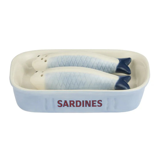 Sardine 3pc Ceramic Salt & Pepper Set - Roma Gift & Gourmet