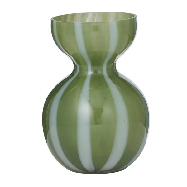 Bobbi Glass Vase - Olive/White - Roma Gift & Gourmet