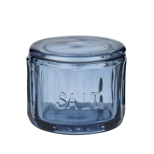 Lia Glass Salt Jar 9.5x8cm - Denim - Roma Gift & Gourmet