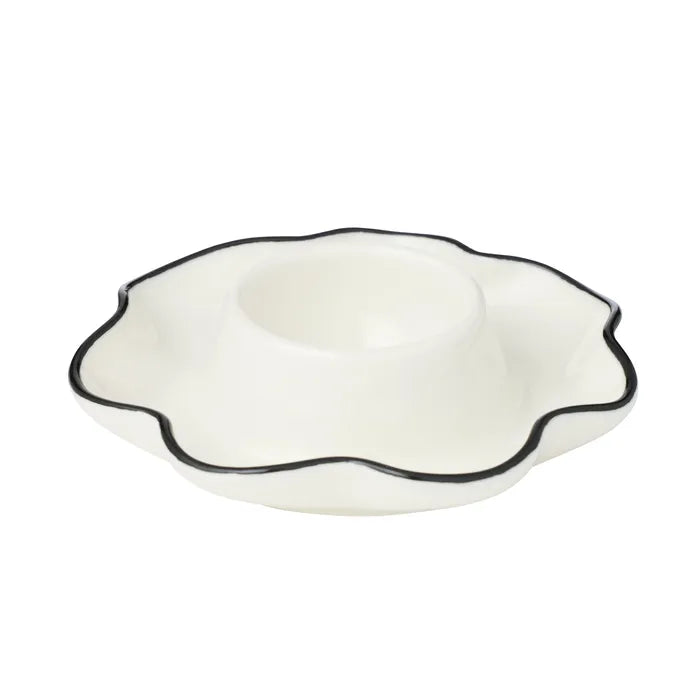 Winslow Ceramic Egg Cup - Ivory/Black - Roma Gift & Gourmet