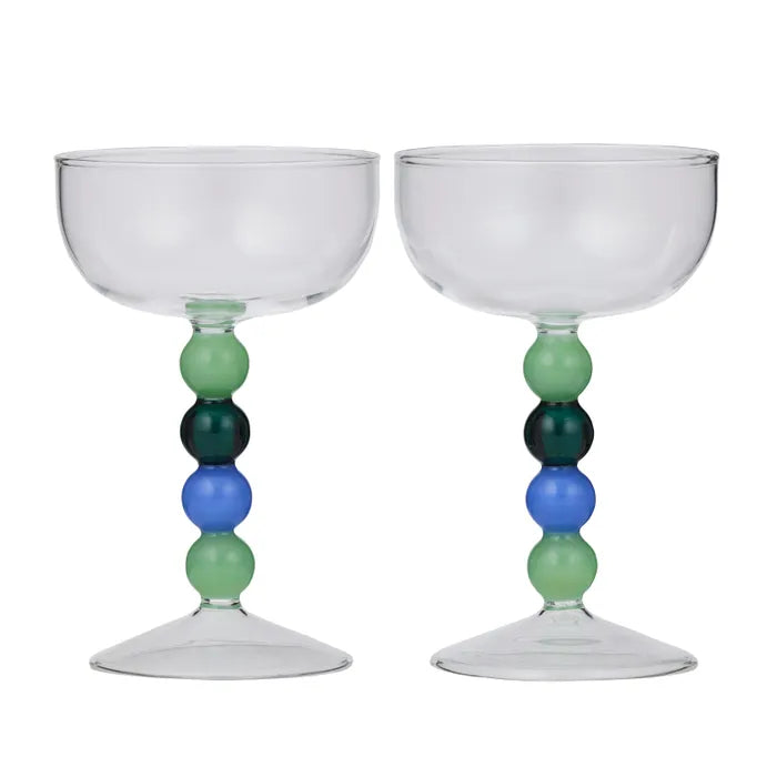Winton Set/2 Coupe Glasses Blue/Green - Roma Gift & Gourmet