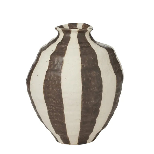 Rayas Ceramic Vase 18x20.5cm Cocoa - Roma Gift & Gourmet
