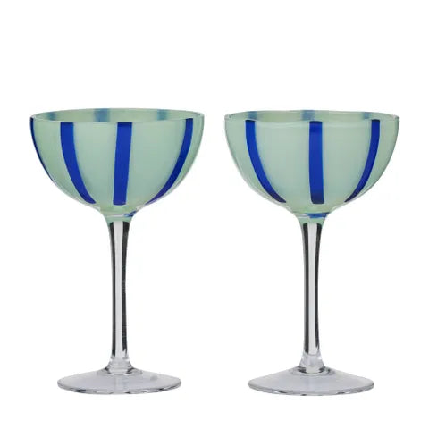 Aperitivo S/2 Coupe Glass - Green / Blue - Roma Gift & Gourmet