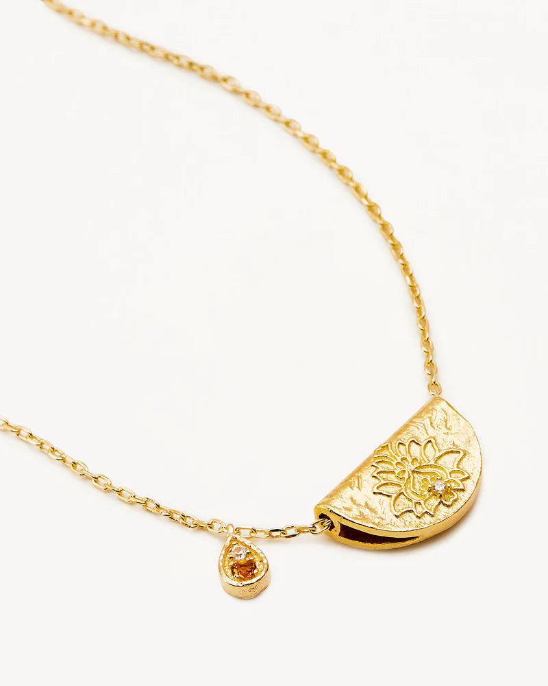 Lotus Birthstone Necklace-Gold - Roma Gift & Gourmet