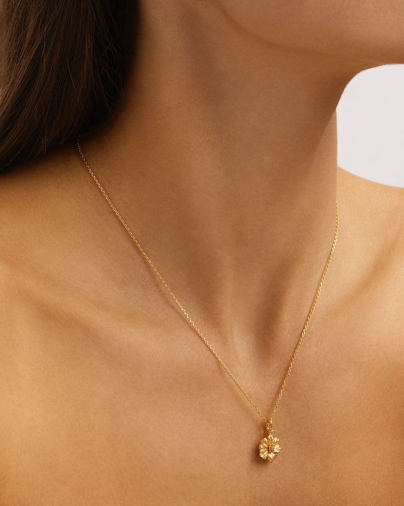 Birth Flower Necklace 18k Gold Vermeil