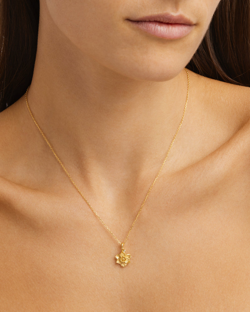 Birth Flower Necklace 18k Gold Vermeil - Roma Gift & Gourmet