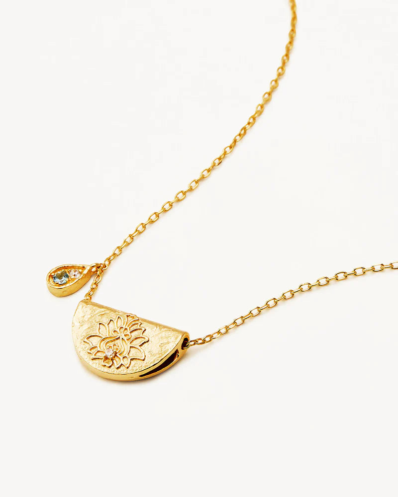 Lotus Birthstone Necklace-Gold - Roma Gift & Gourmet