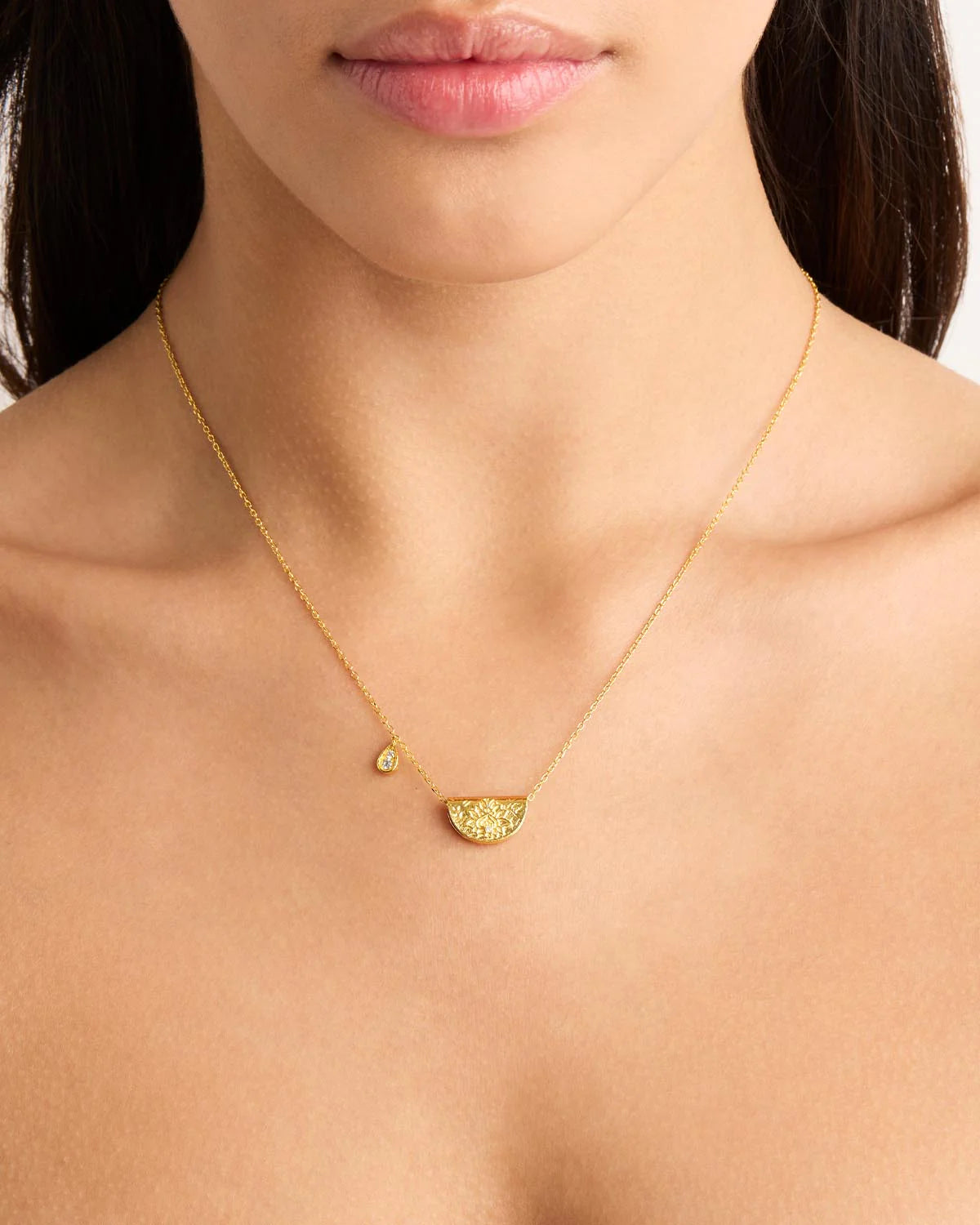 Lotus Birthstone Necklace-Gold - Roma Gift & Gourmet