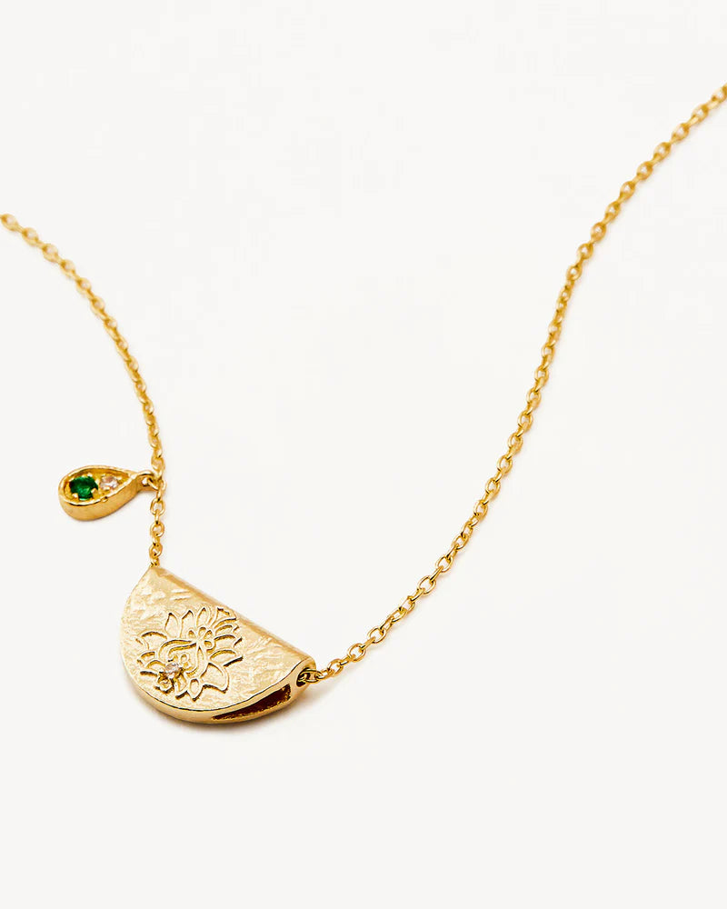 Lotus Birthstone Necklace-Gold - Roma Gift & Gourmet