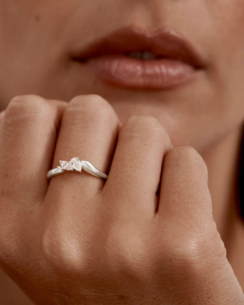 Crystal Wings Ring - Sterling Silver