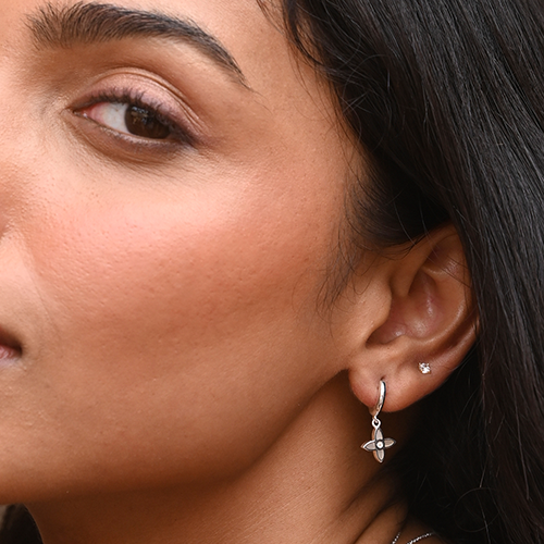 Desert Flower Huggie in Sterling Silver